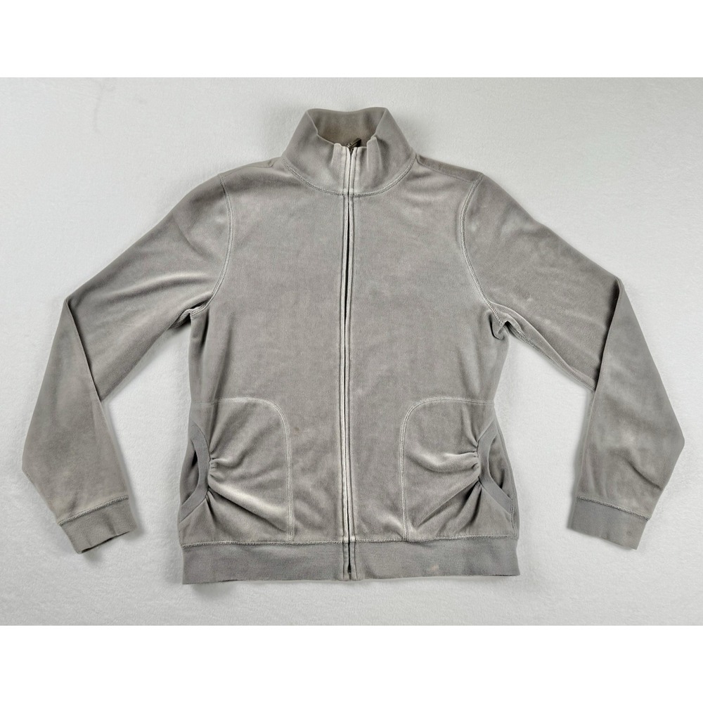 Saks‎ Fifth Avenue Threads Women's Full Zip Velour Jacket Gray Medium